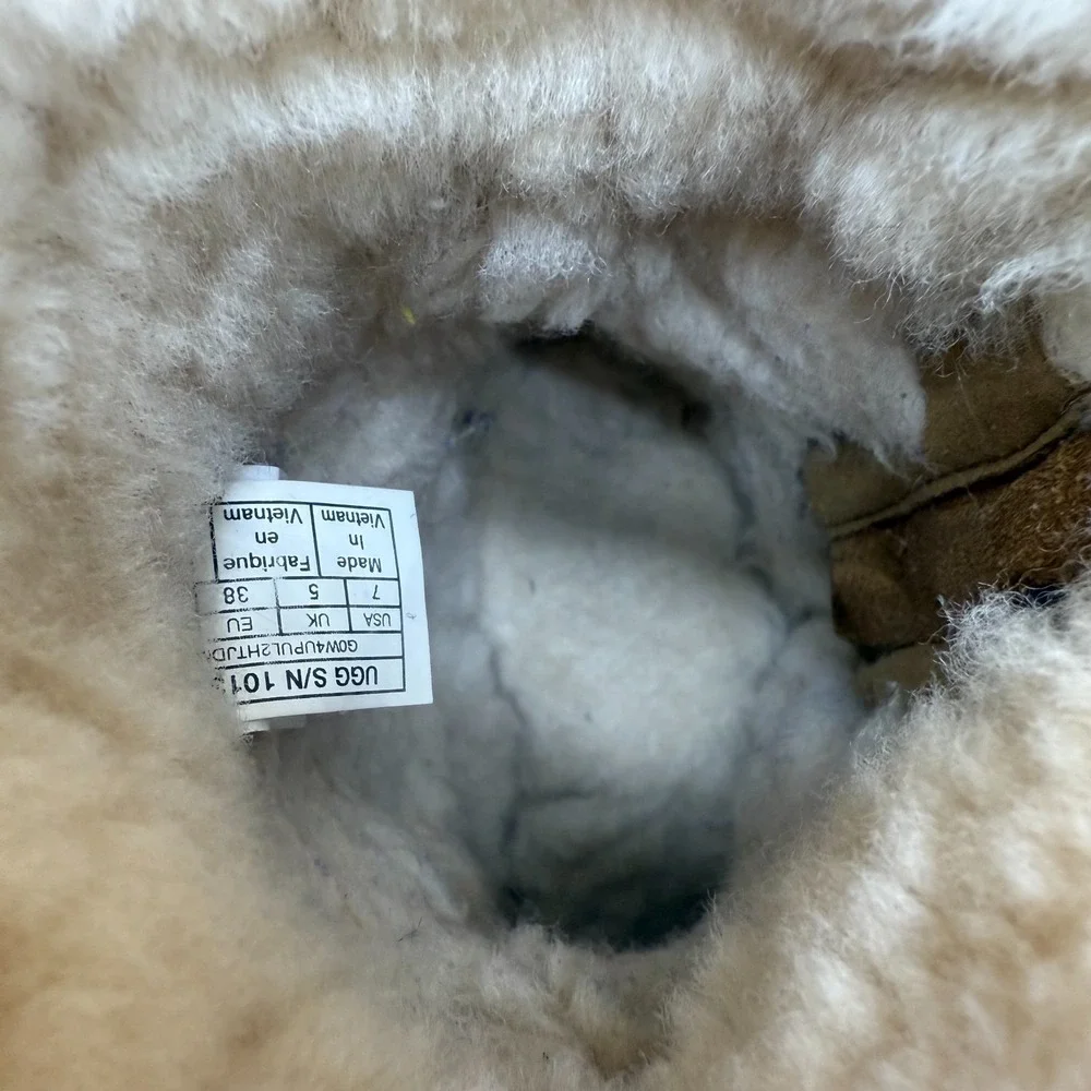 UGG‎ Florence Zip Short Boots Womens 7 Chestnut Suede Shearling Fur Lined